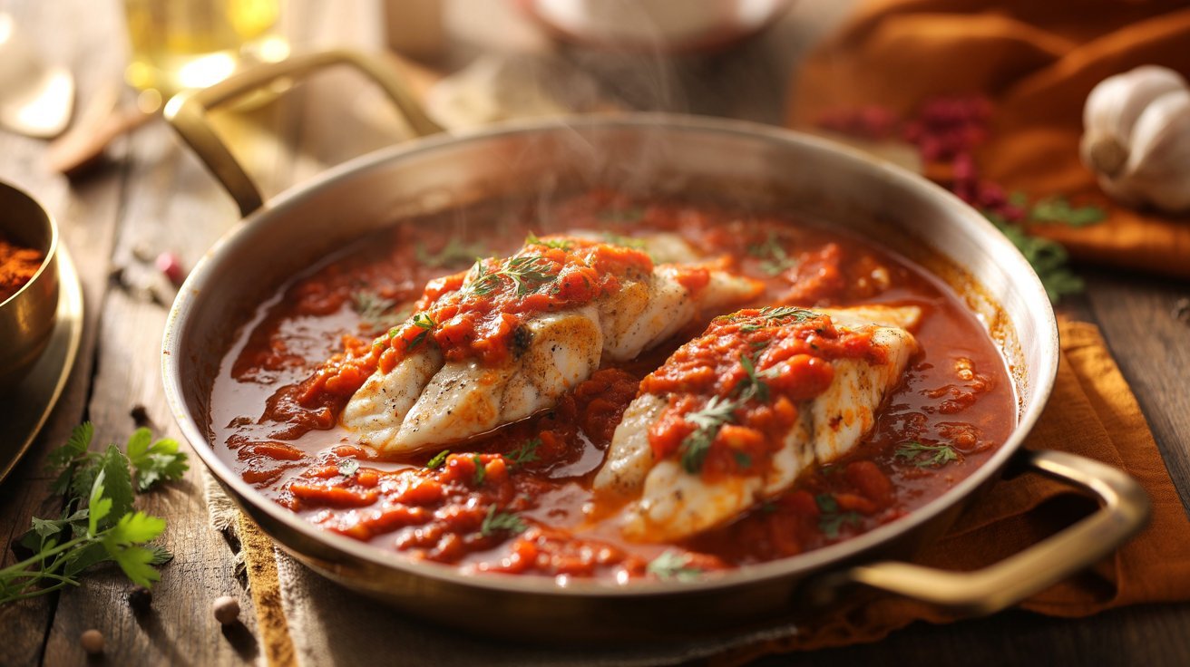 32. Spiced Tomato-Braised White Fish