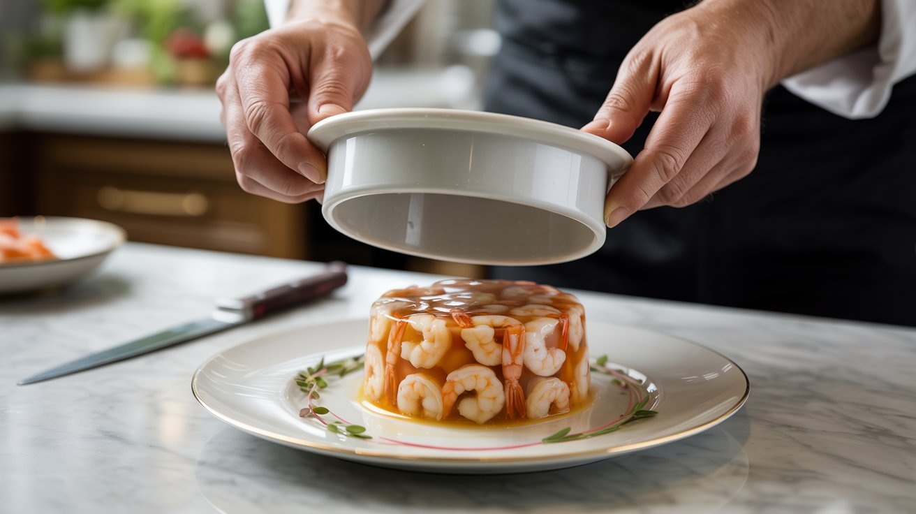 A person Serve Shrimp mold showcasing the final step in a shrimp mold recipe.